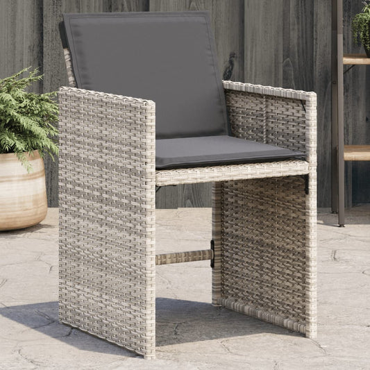 Tuinstoelen 4 st met kussens poly rattan lichtgrijs is nu te koop bij PeponiXL, paradijselijk wonen!