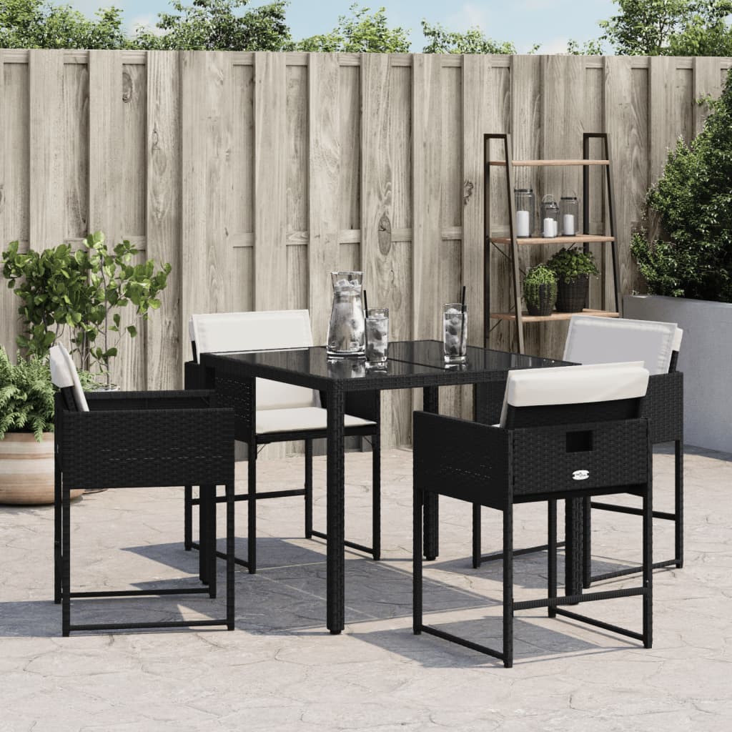 Tuinstoelen 4 st met kussens poly rattan zwart is nu te koop bij PeponiXL, paradijselijk wonen!