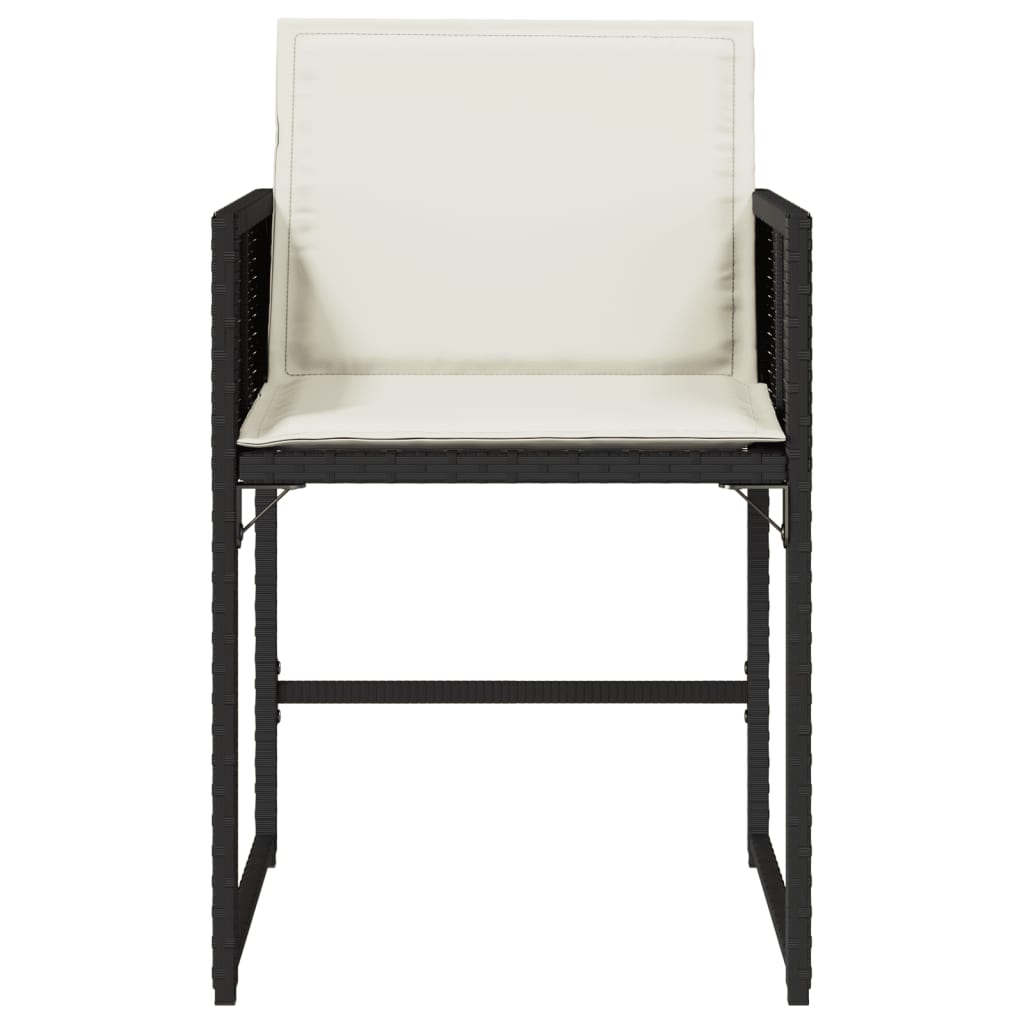 Tuinstoelen 4 st met kussens poly rattan zwart is nu te koop bij PeponiXL, paradijselijk wonen!