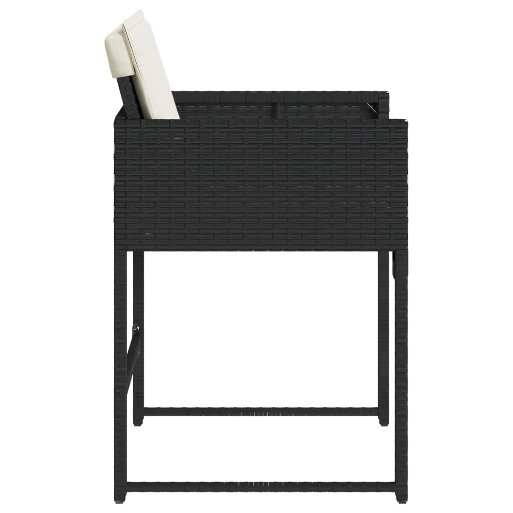 Tuinstoelen 4 st met kussens poly rattan zwart is nu te koop bij PeponiXL, paradijselijk wonen!