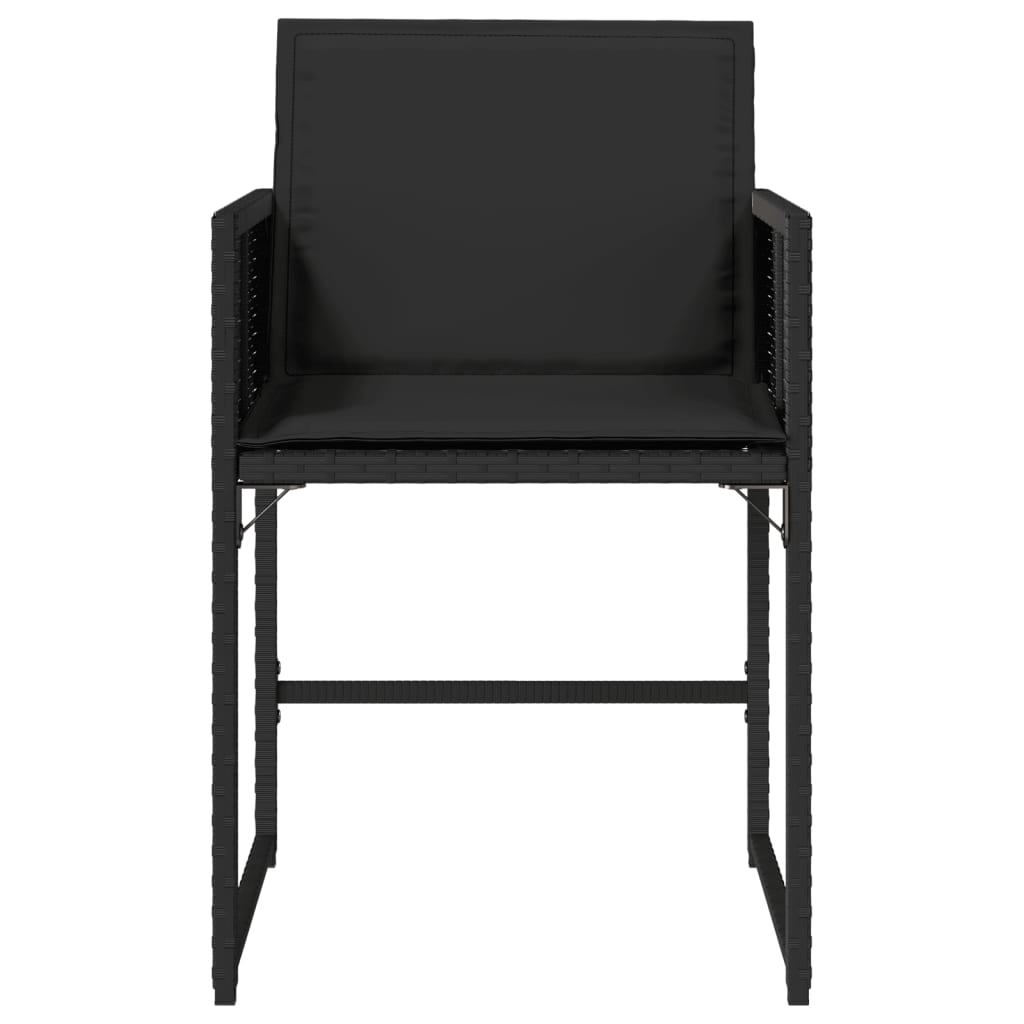 Tuinstoelen 4 st met kussens poly rattan zwart is nu te koop bij PeponiXL, paradijselijk wonen!