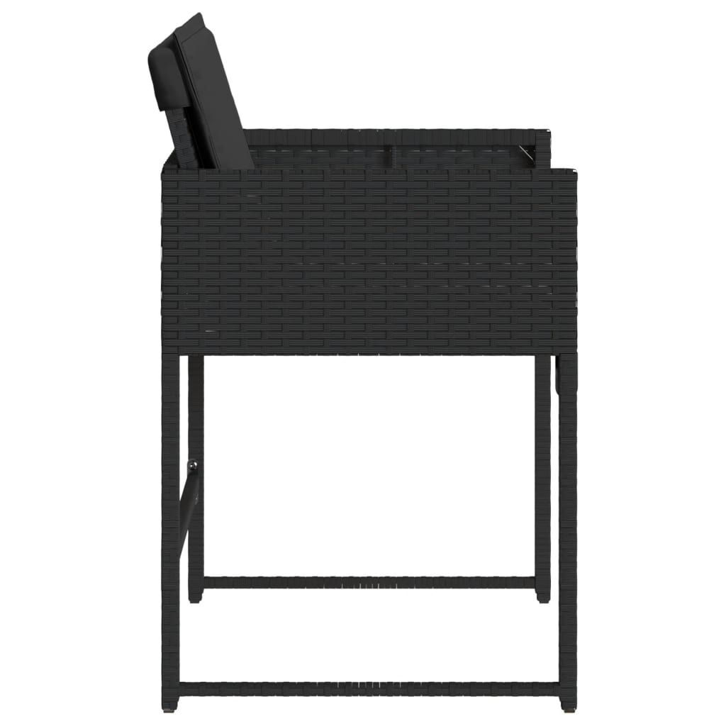 Tuinstoelen 4 st met kussens poly rattan zwart is nu te koop bij PeponiXL, paradijselijk wonen!