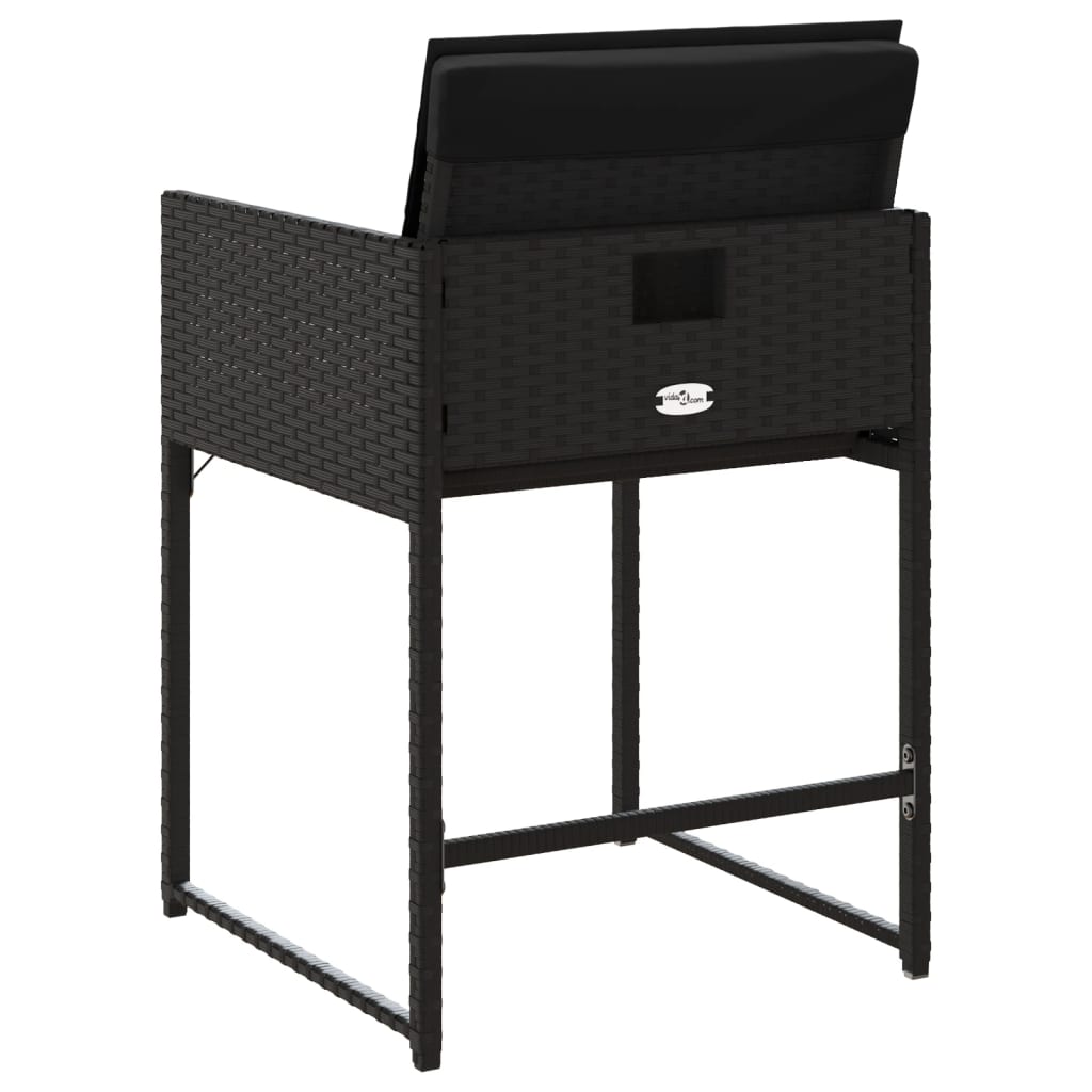 Tuinstoelen 4 st met kussens poly rattan zwart is nu te koop bij PeponiXL, paradijselijk wonen!