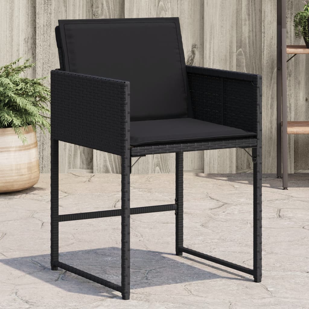 Tuinstoelen 4 st met kussens poly rattan zwart is nu te koop bij PeponiXL, paradijselijk wonen!