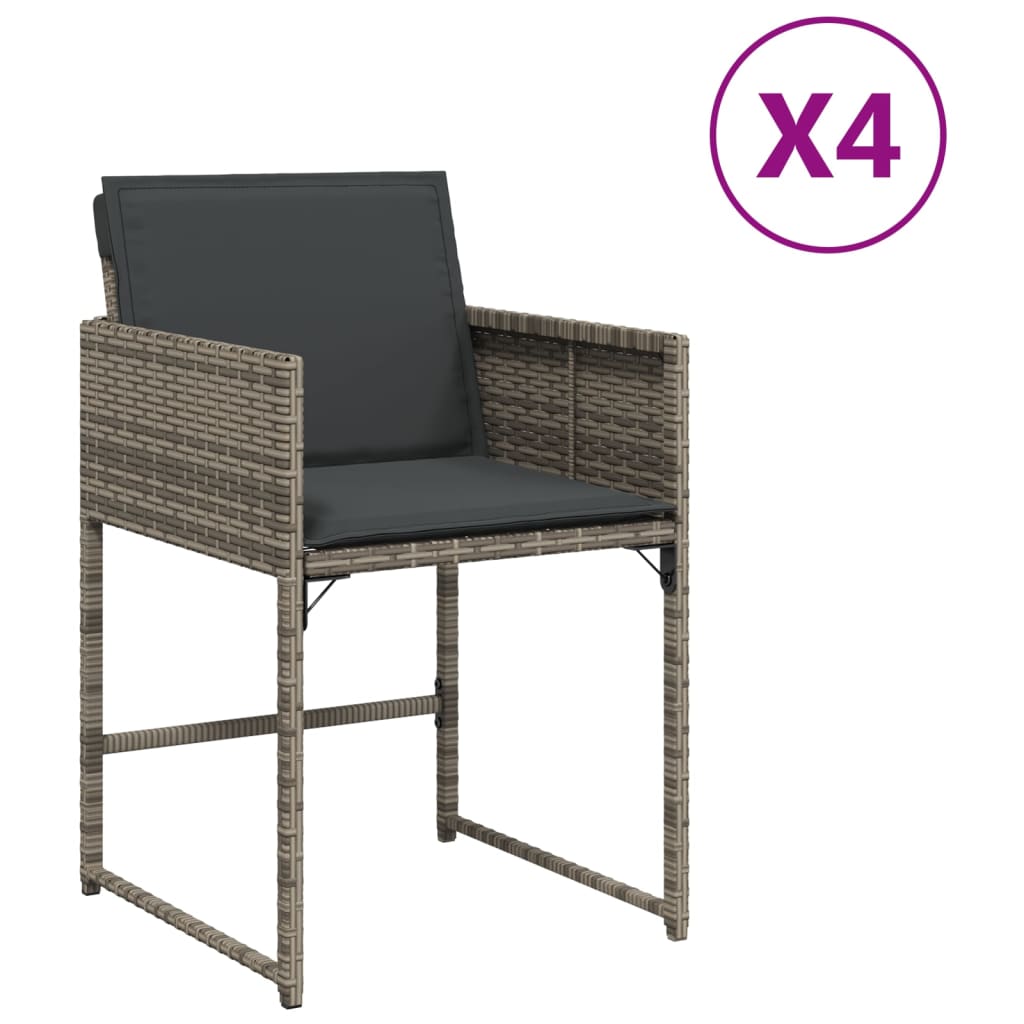 Tuinstoelen 4 st met kussens poly rattan grijs is nu te koop bij PeponiXL, paradijselijk wonen!