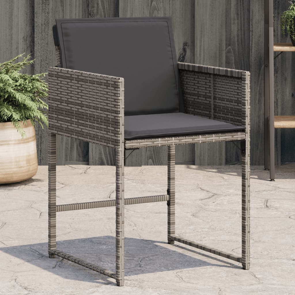 Tuinstoelen 4 st met kussens poly rattan grijs is nu te koop bij PeponiXL, paradijselijk wonen!
