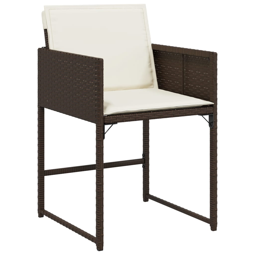 Tuinstoelen 4 st met kussens poly rattan bruin is nu te koop bij PeponiXL, paradijselijk wonen!