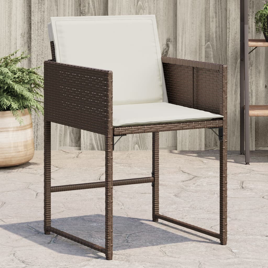 Tuinstoelen 4 st met kussens poly rattan bruin is nu te koop bij PeponiXL, paradijselijk wonen!