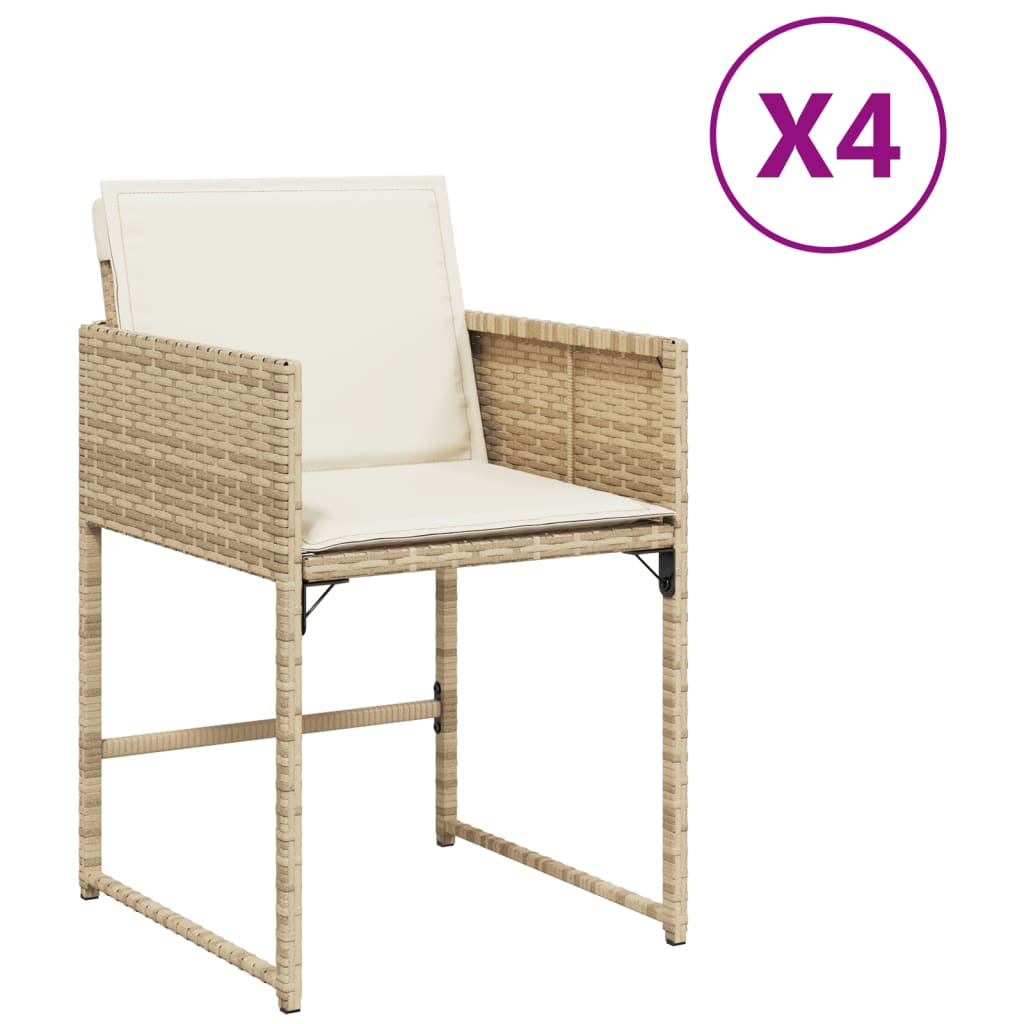 Tuinstoelen 4 st met kussens poly rattan beige is nu te koop bij PeponiXL, paradijselijk wonen!