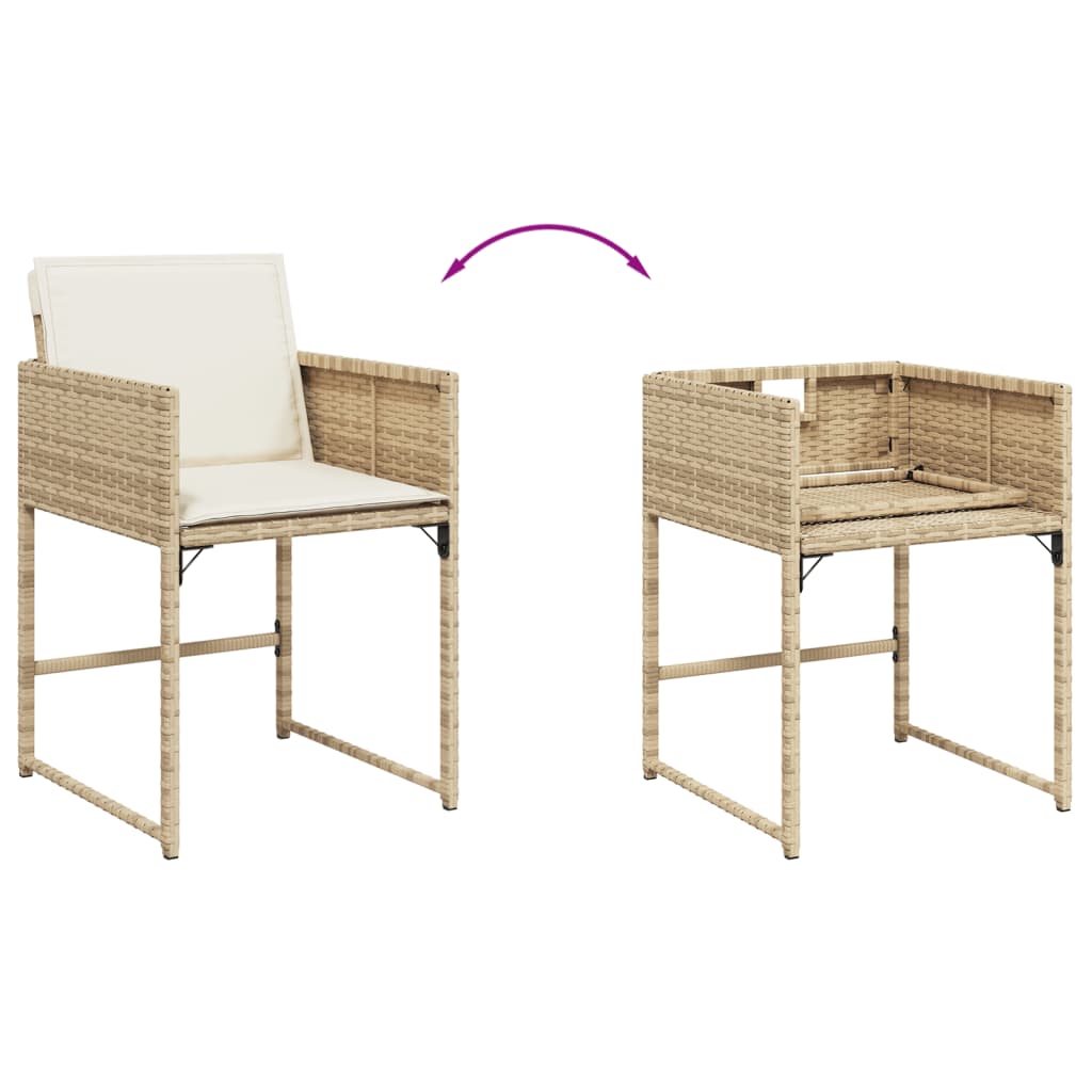 Tuinstoelen 4 st met kussens poly rattan beige is nu te koop bij PeponiXL, paradijselijk wonen!