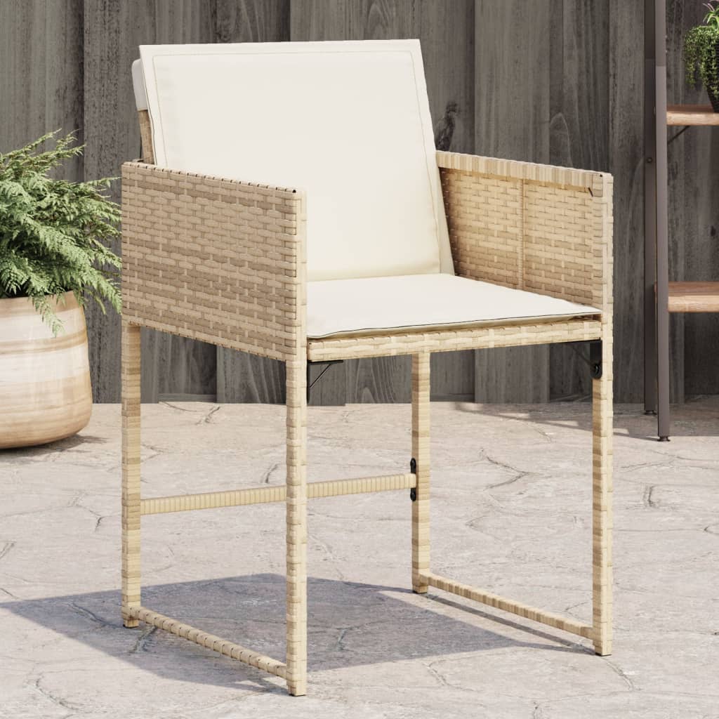 Tuinstoelen 4 st met kussens poly rattan beige is nu te koop bij PeponiXL, paradijselijk wonen!