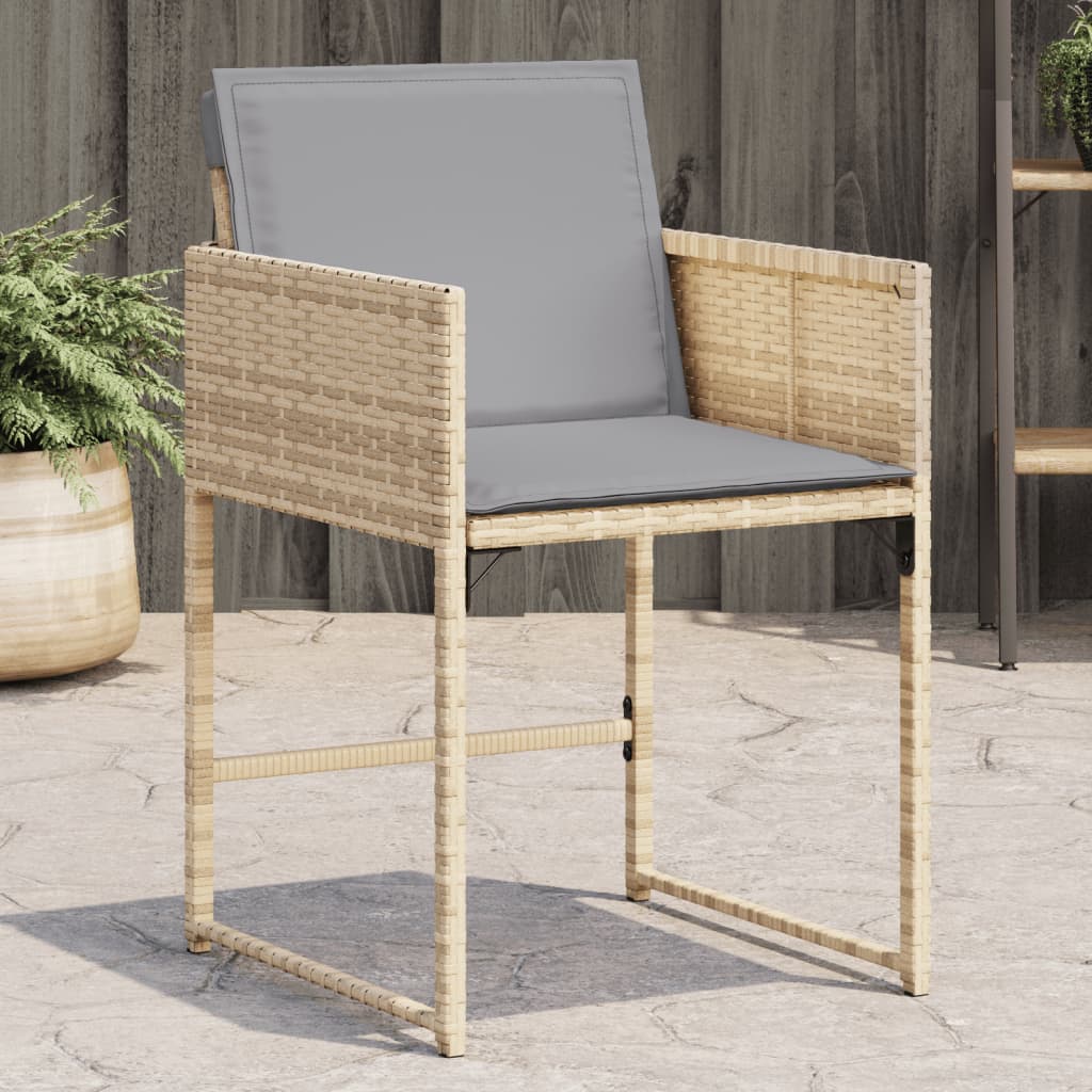 Tuinstoelen 4 st met kussens poly rattan gemengd beige is nu te koop bij PeponiXL, paradijselijk wonen!