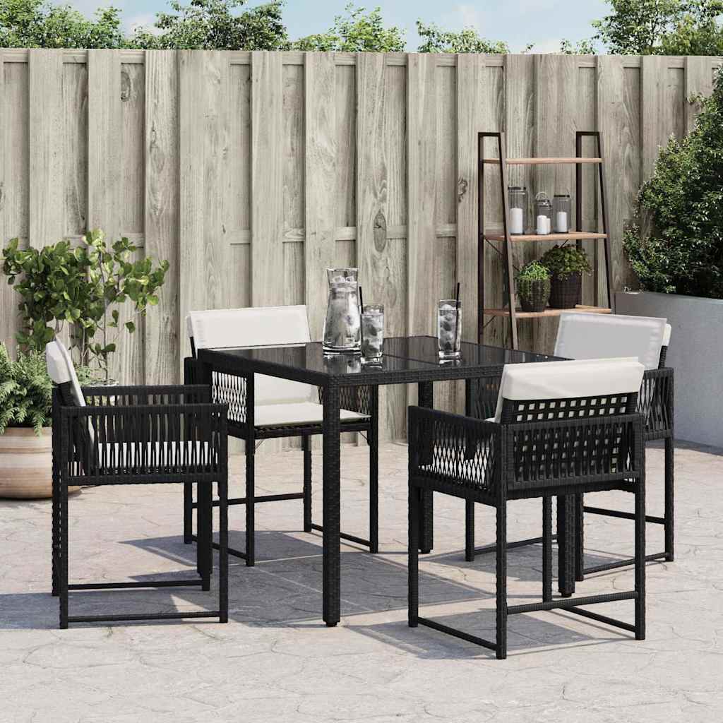 Tuinstoelen 4 st met kussens poly rattan zwart is nu te koop bij PeponiXL, paradijselijk wonen!