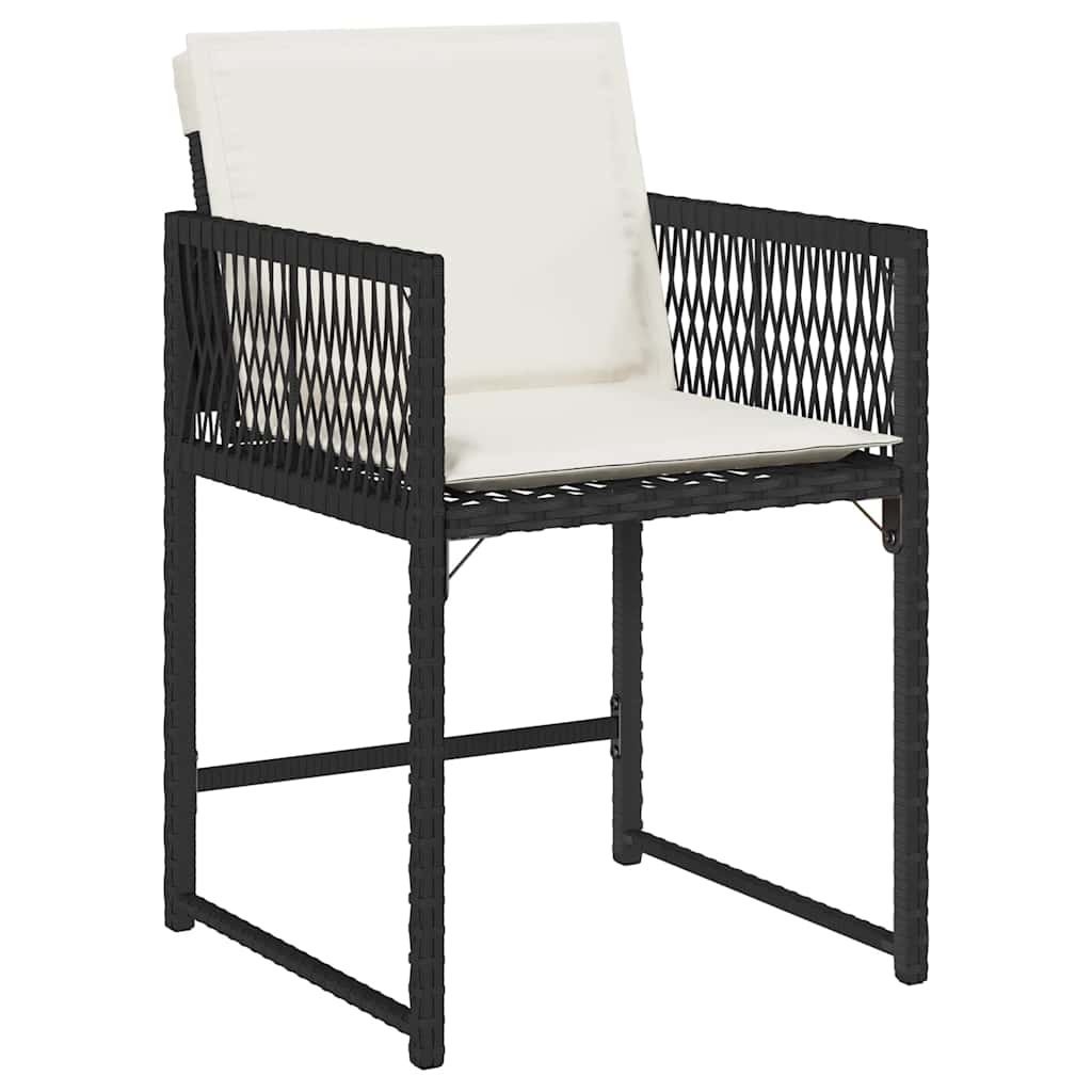 Tuinstoelen 4 st met kussens poly rattan zwart is nu te koop bij PeponiXL, paradijselijk wonen!