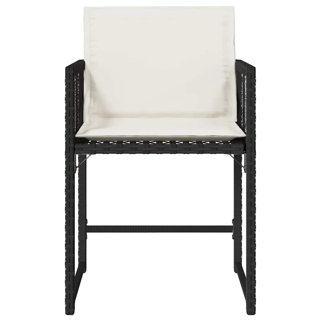 Tuinstoelen 4 st met kussens poly rattan zwart is nu te koop bij PeponiXL, paradijselijk wonen!