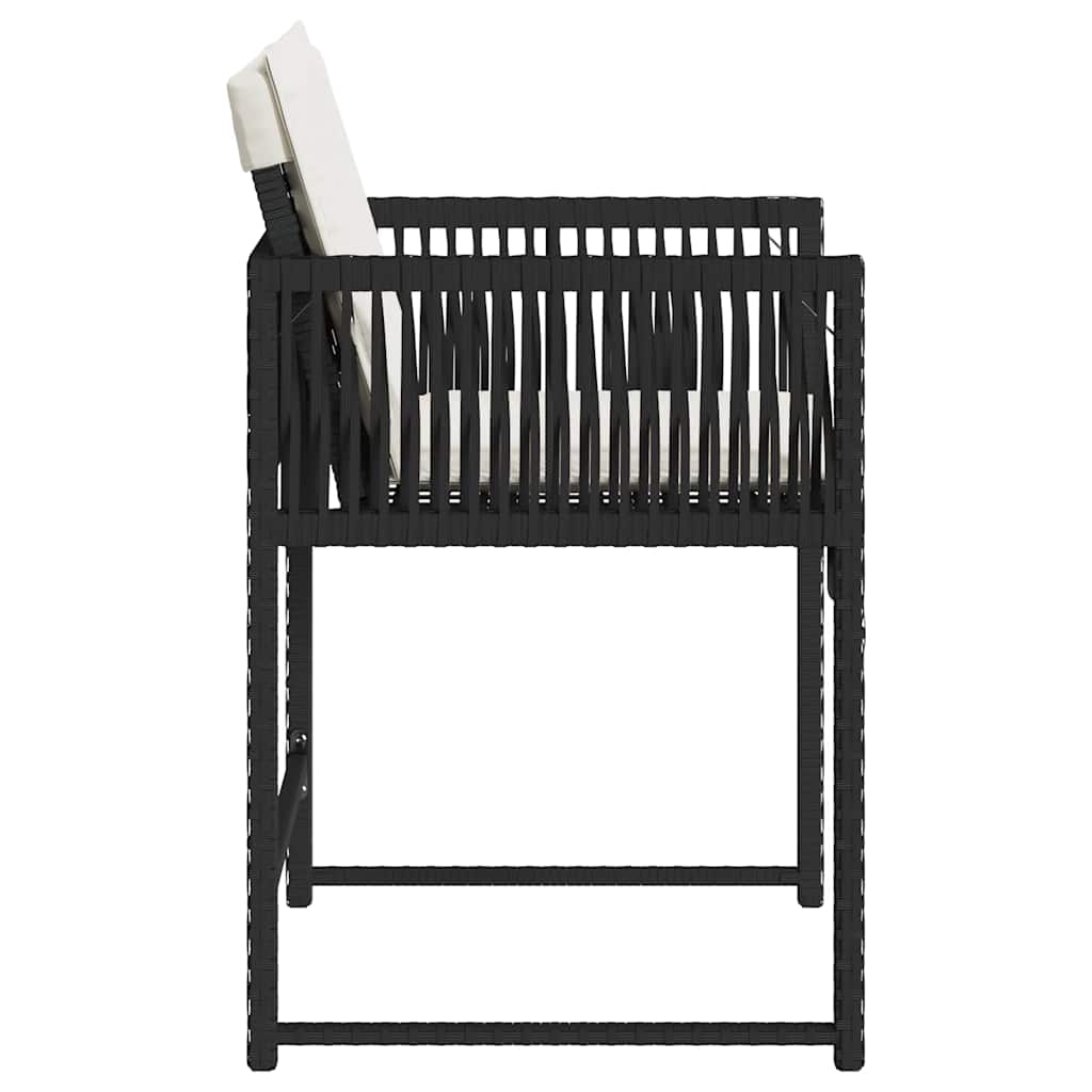 Tuinstoelen 4 st met kussens poly rattan zwart is nu te koop bij PeponiXL, paradijselijk wonen!