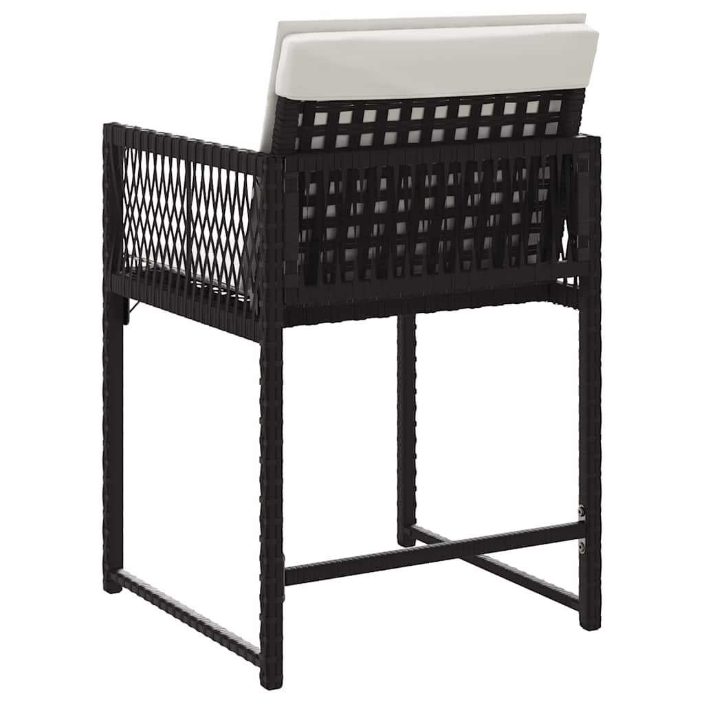 Tuinstoelen 4 st met kussens poly rattan zwart is nu te koop bij PeponiXL, paradijselijk wonen!