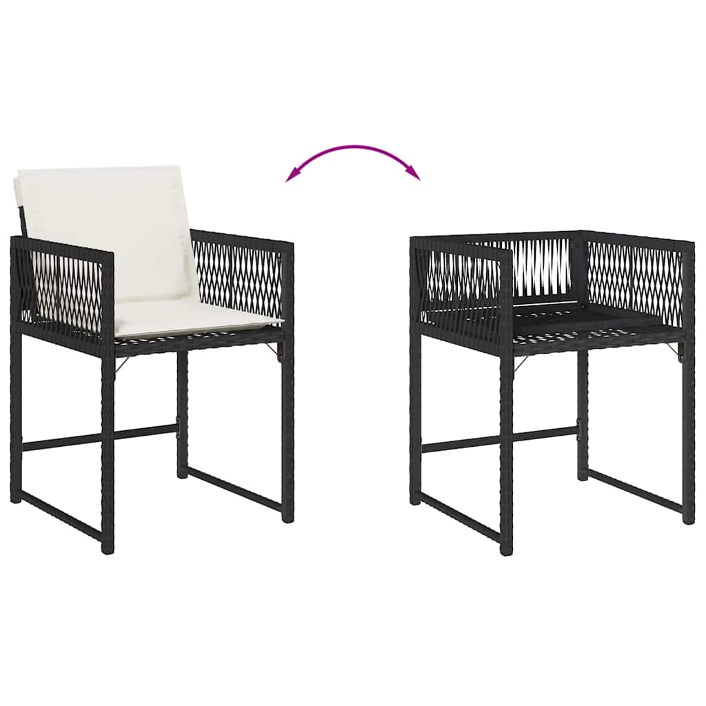 Tuinstoelen 4 st met kussens poly rattan zwart is nu te koop bij PeponiXL, paradijselijk wonen!