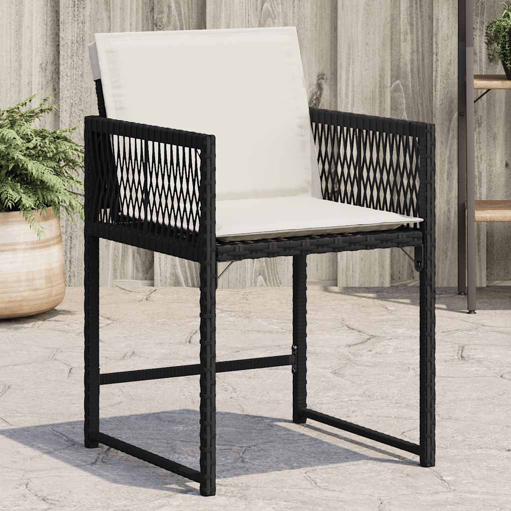 Tuinstoelen 4 st met kussens poly rattan zwart is nu te koop bij PeponiXL, paradijselijk wonen!