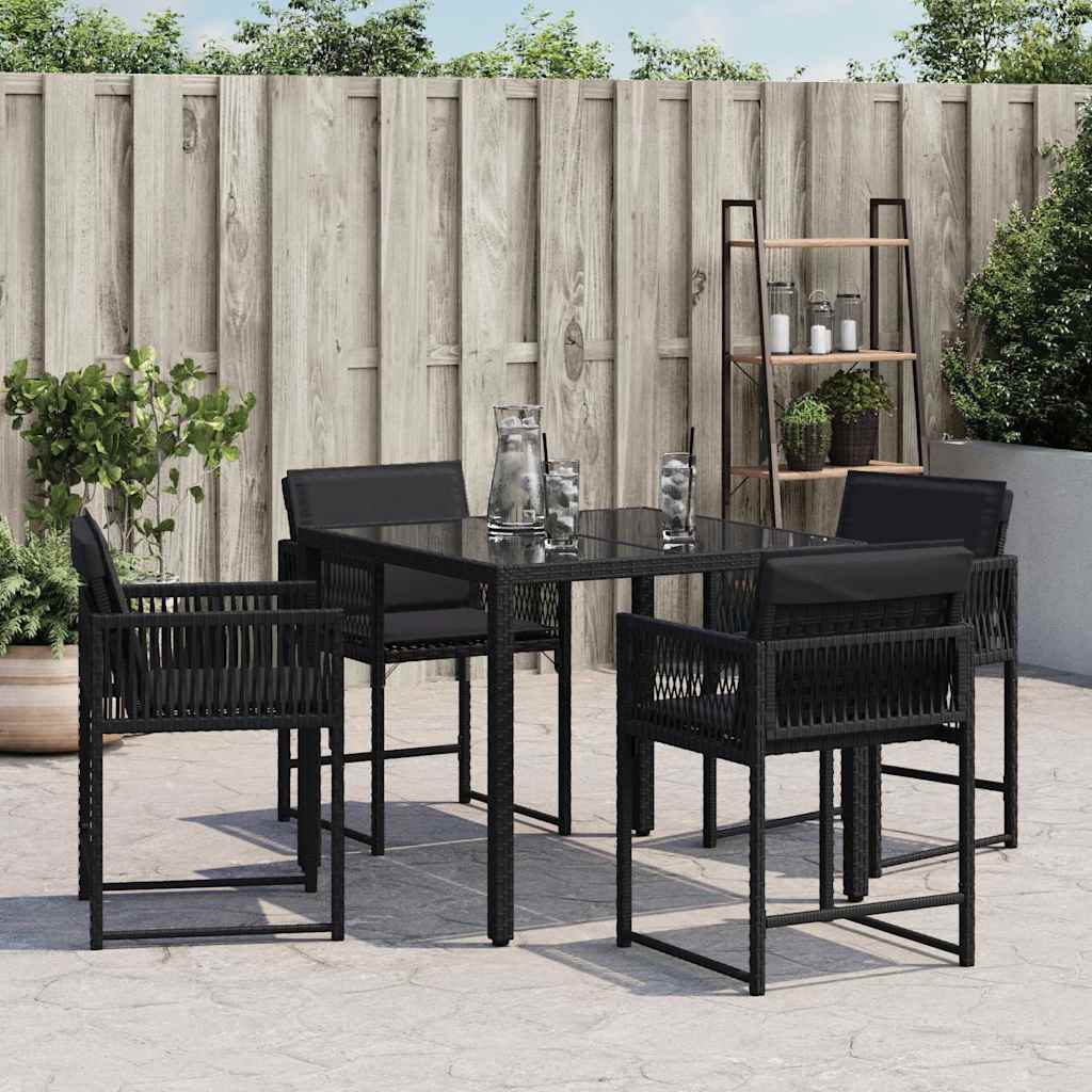 Tuinstoelen 4 st met kussens poly rattan zwart is nu te koop bij PeponiXL, paradijselijk wonen!