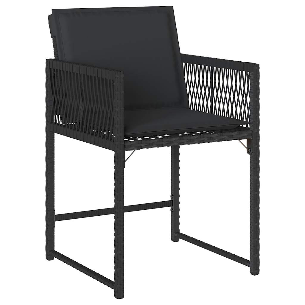 Tuinstoelen 4 st met kussens poly rattan zwart is nu te koop bij PeponiXL, paradijselijk wonen!