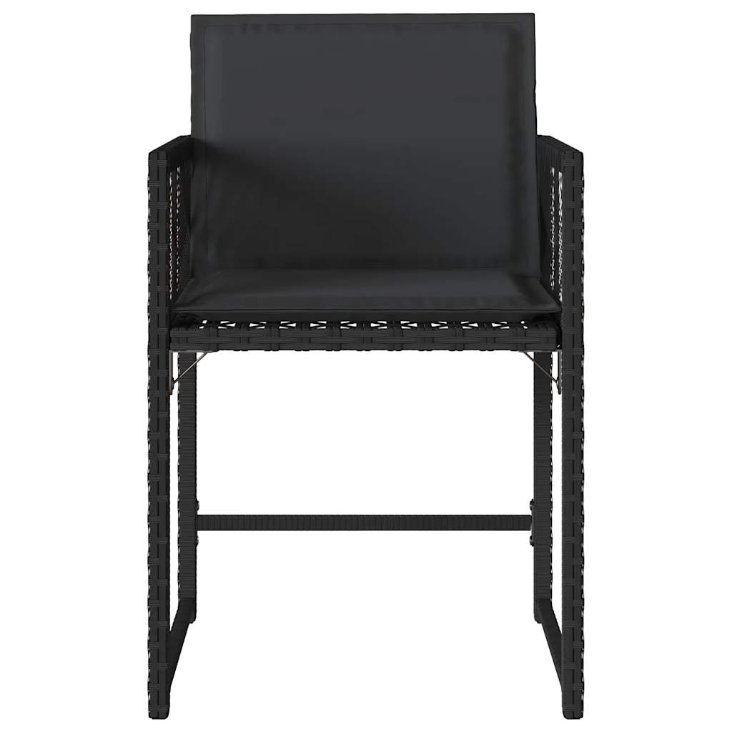 Tuinstoelen 4 st met kussens poly rattan zwart is nu te koop bij PeponiXL, paradijselijk wonen!