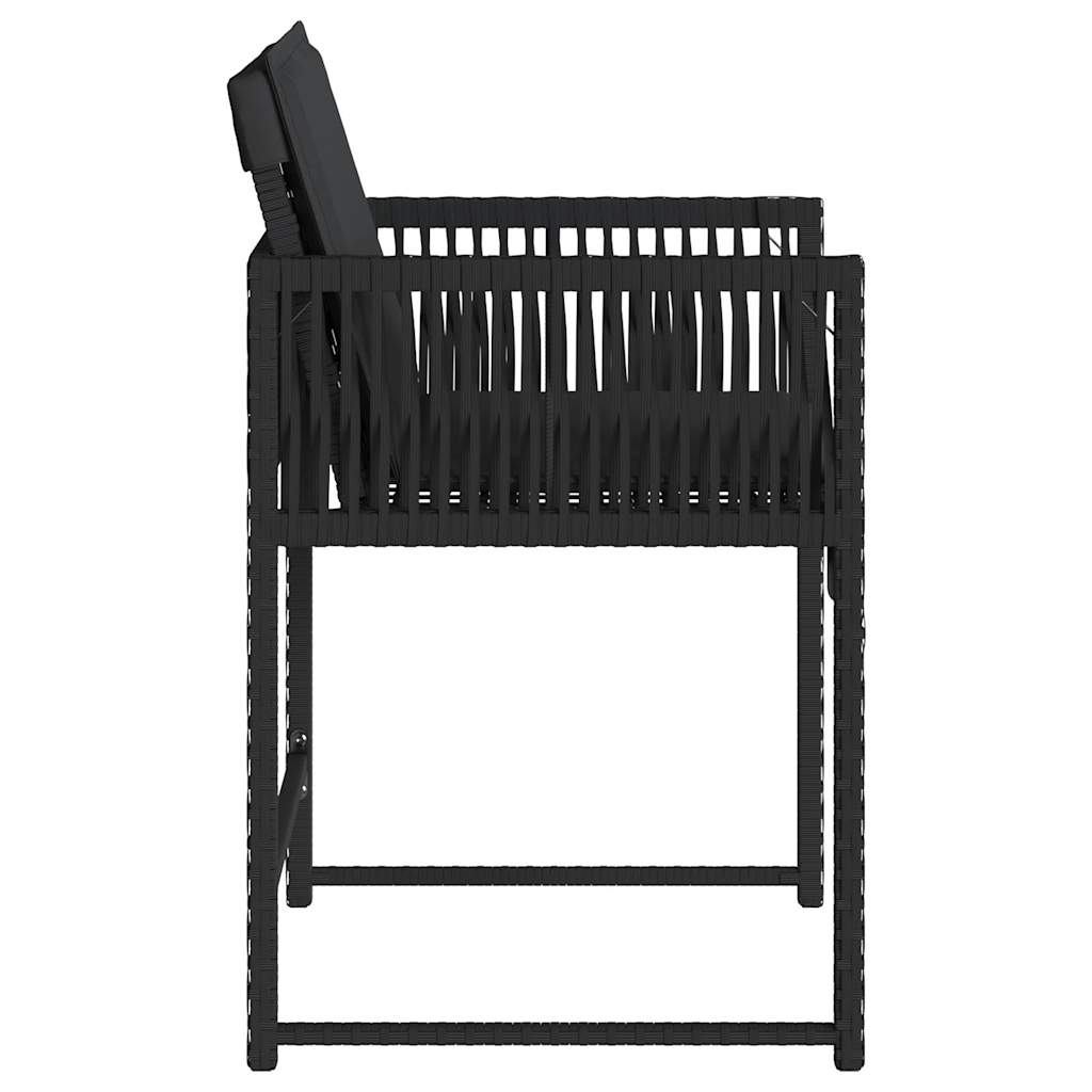 Tuinstoelen 4 st met kussens poly rattan zwart is nu te koop bij PeponiXL, paradijselijk wonen!