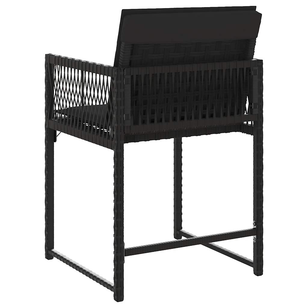 Tuinstoelen 4 st met kussens poly rattan zwart is nu te koop bij PeponiXL, paradijselijk wonen!