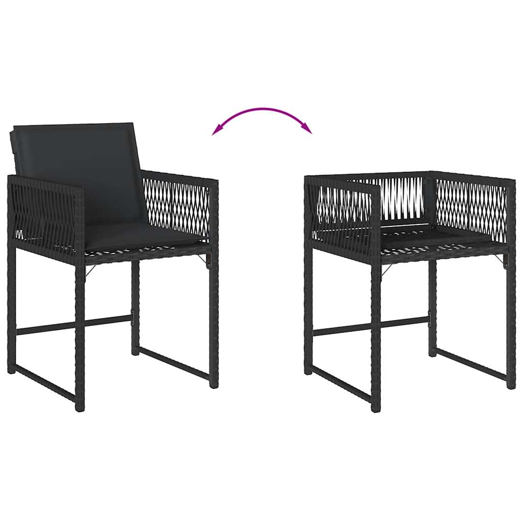 Tuinstoelen 4 st met kussens poly rattan zwart is nu te koop bij PeponiXL, paradijselijk wonen!