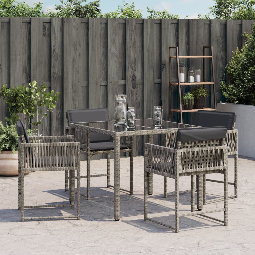 Tuinstoelen 4 st met kussens poly rattan grijs is nu te koop bij PeponiXL, paradijselijk wonen!
