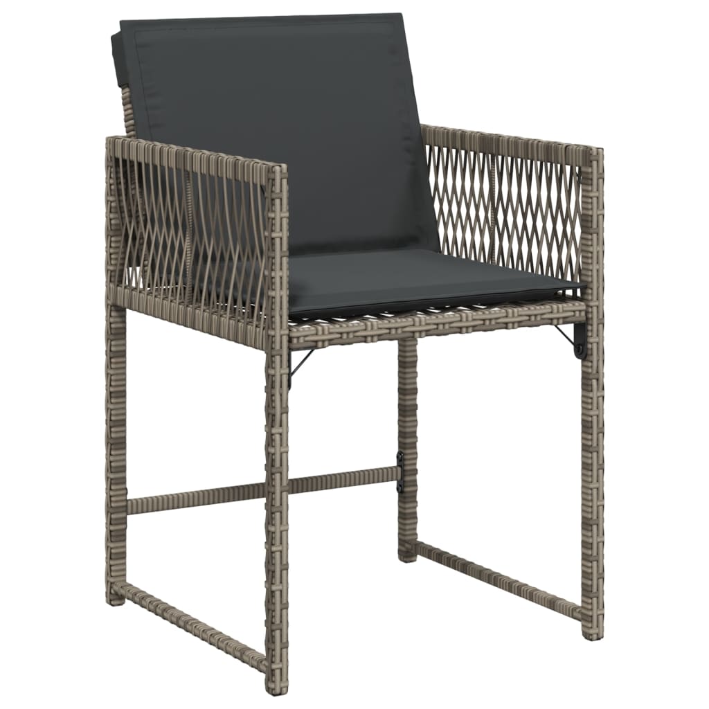 Tuinstoelen 4 st met kussens poly rattan grijs is nu te koop bij PeponiXL, paradijselijk wonen!
