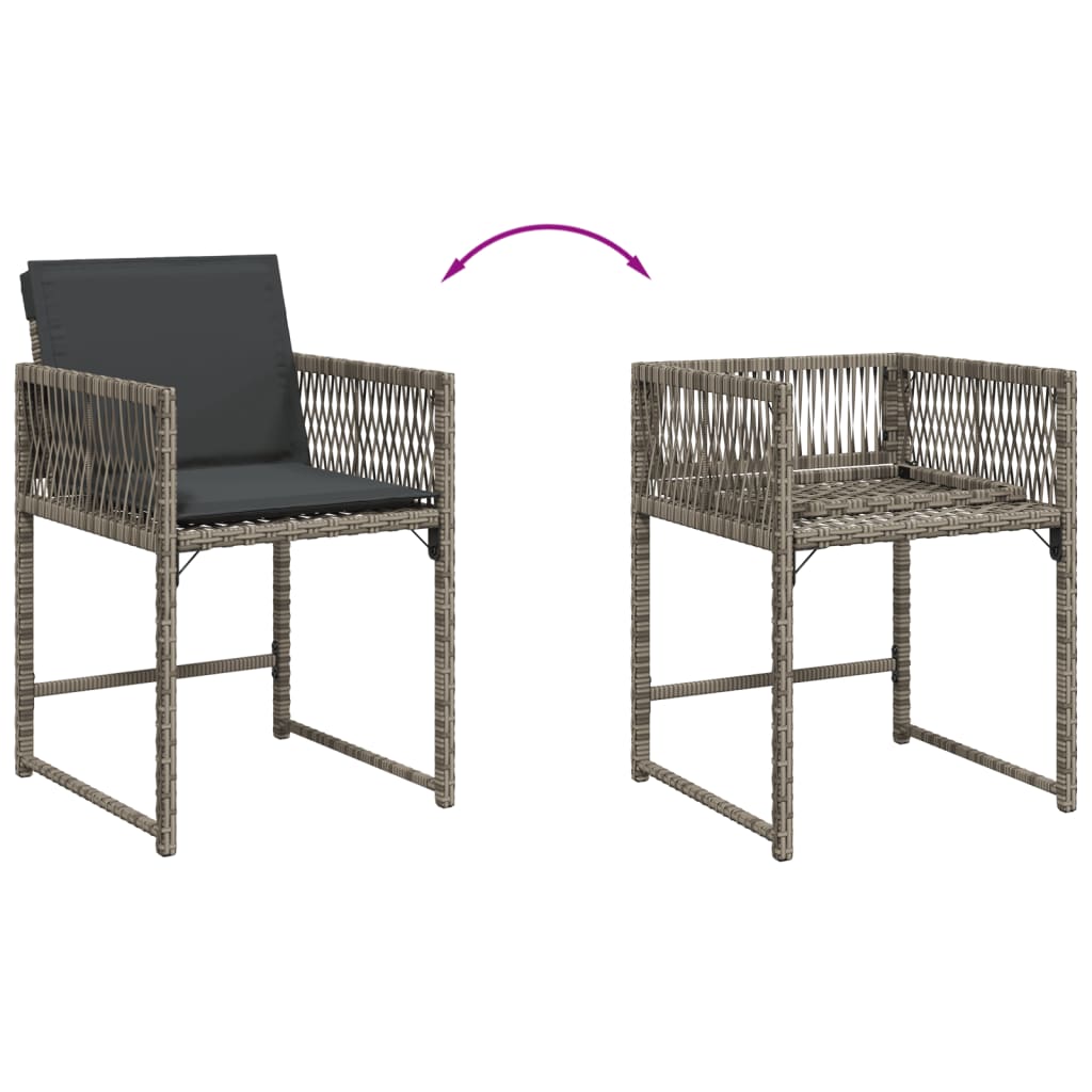 Tuinstoelen 4 st met kussens poly rattan grijs is nu te koop bij PeponiXL, paradijselijk wonen!
