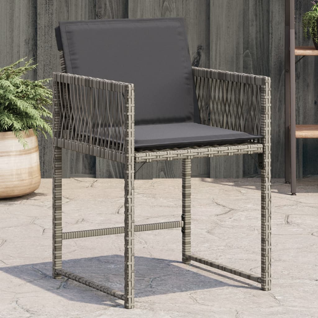Tuinstoelen 4 st met kussens poly rattan grijs is nu te koop bij PeponiXL, paradijselijk wonen!
