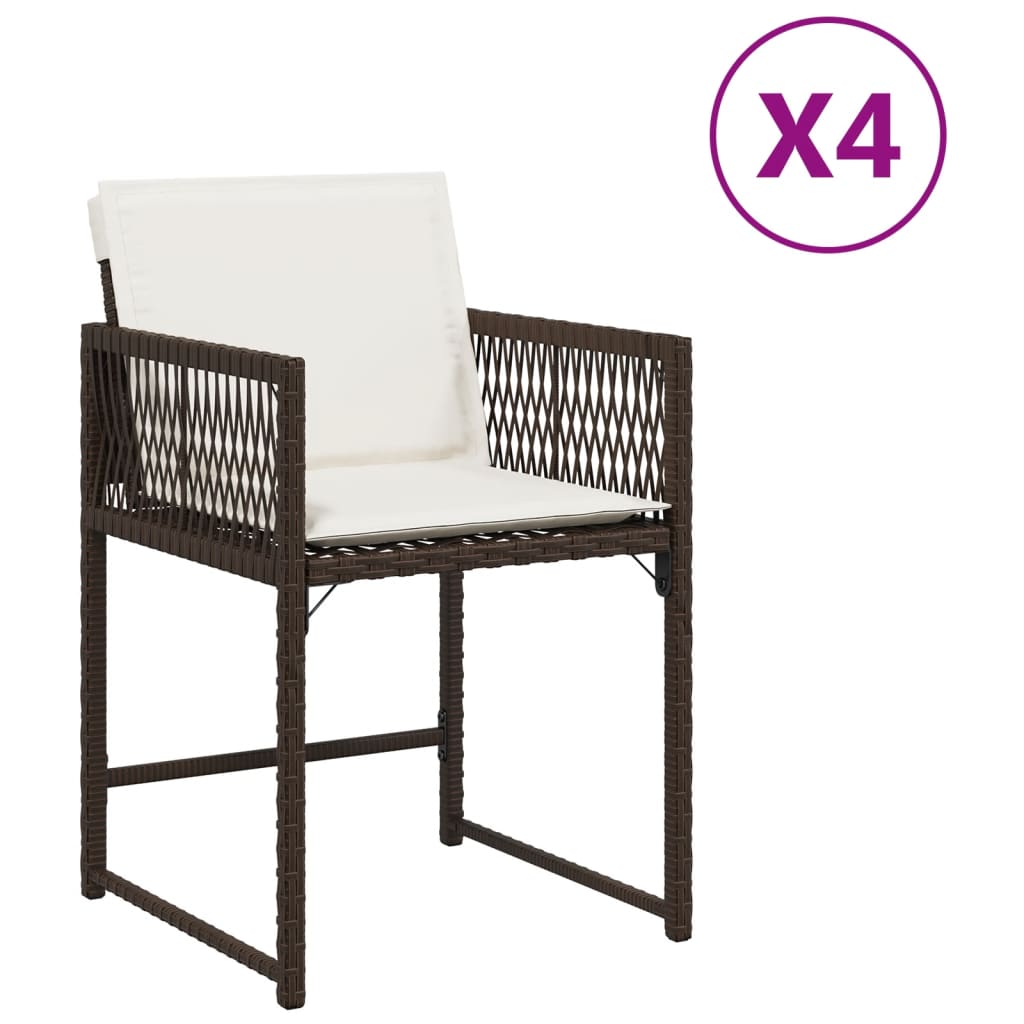 Tuinstoelen 4 st met kussens poly rattan bruin is nu te koop bij PeponiXL, paradijselijk wonen!