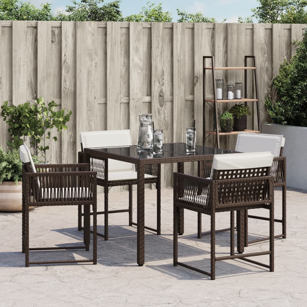 Tuinstoelen 4 st met kussens poly rattan bruin is nu te koop bij PeponiXL, paradijselijk wonen!
