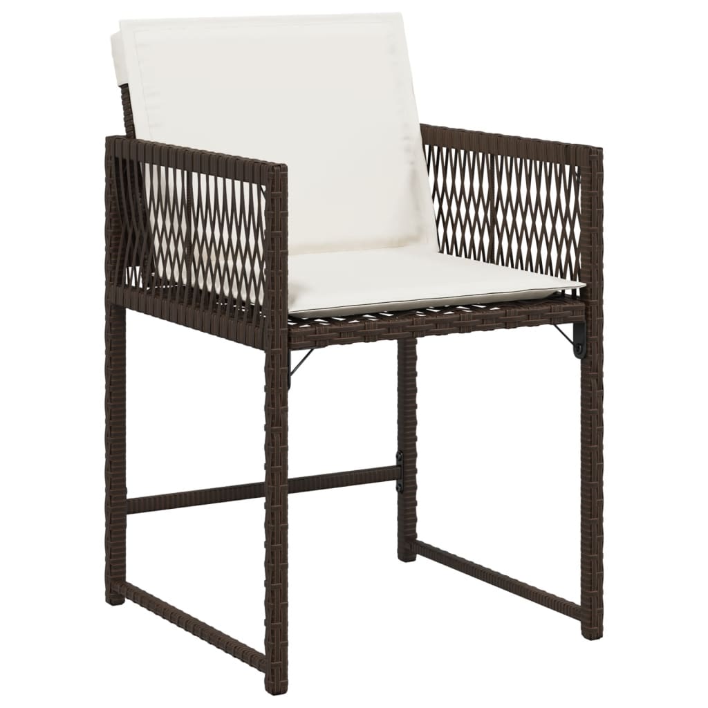 Tuinstoelen 4 st met kussens poly rattan bruin is nu te koop bij PeponiXL, paradijselijk wonen!