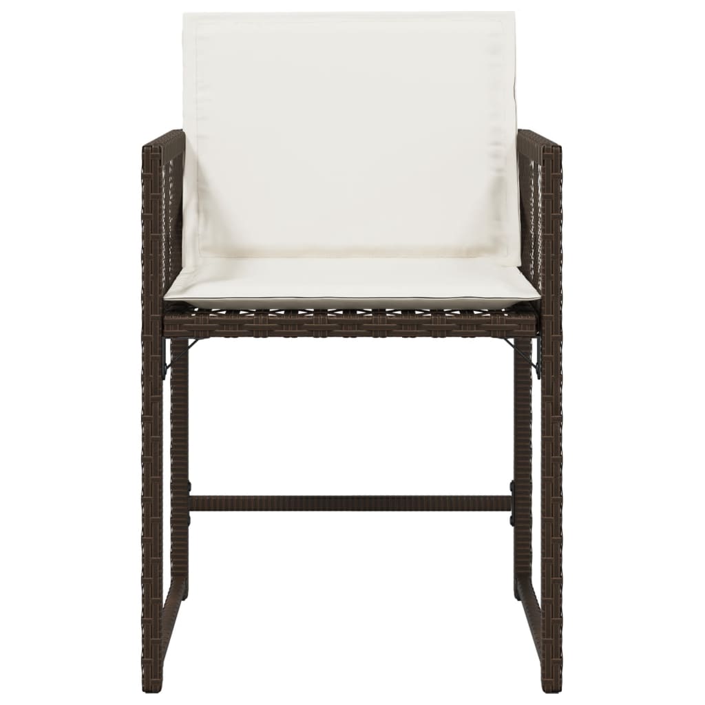 Tuinstoelen 4 st met kussens poly rattan bruin is nu te koop bij PeponiXL, paradijselijk wonen!