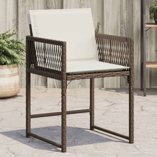Tuinstoelen 4 st met kussens poly rattan bruin is nu te koop bij PeponiXL, paradijselijk wonen!