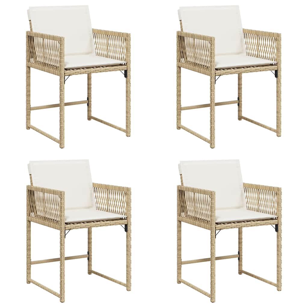 Tuinstoelen 4 st met kussens poly rattan beige is nu te koop bij PeponiXL, paradijselijk wonen!