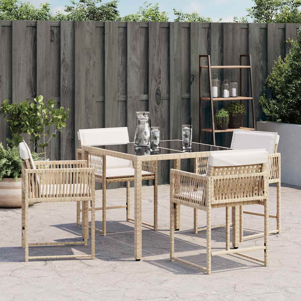 Tuinstoelen 4 st met kussens poly rattan beige is nu te koop bij PeponiXL, paradijselijk wonen!