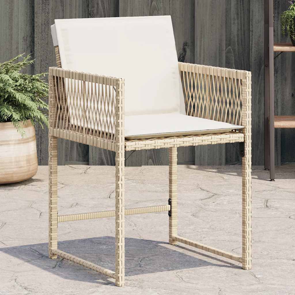 Tuinstoelen 4 st met kussens poly rattan beige is nu te koop bij PeponiXL, paradijselijk wonen!