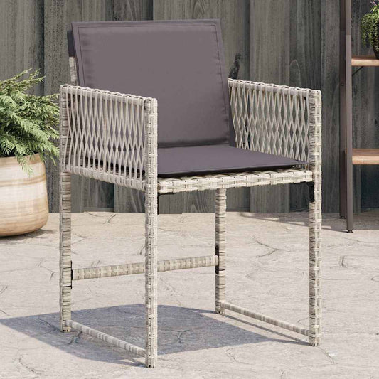 Tuinstoelen 4 st met kussens poly rattan lichtgrijs is nu te koop bij PeponiXL, paradijselijk wonen!