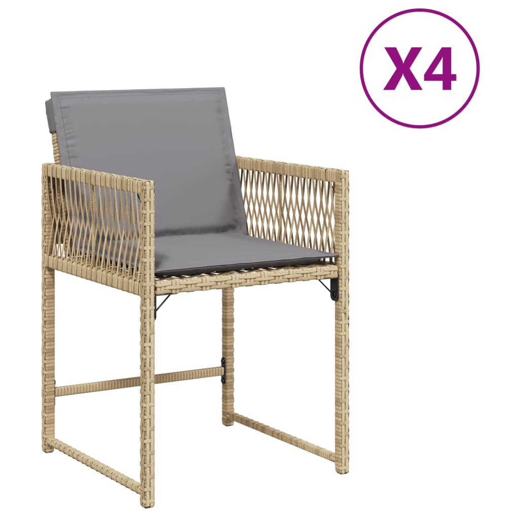 Tuinstoelen 4 st met kussens poly rattan gemengd beige is nu te koop bij PeponiXL, paradijselijk wonen!