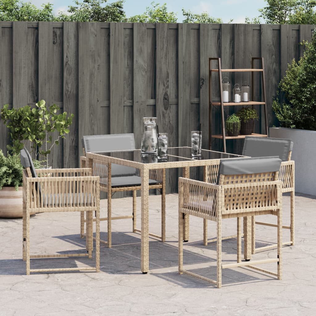 Tuinstoelen 4 st met kussens poly rattan gemengd beige is nu te koop bij PeponiXL, paradijselijk wonen!