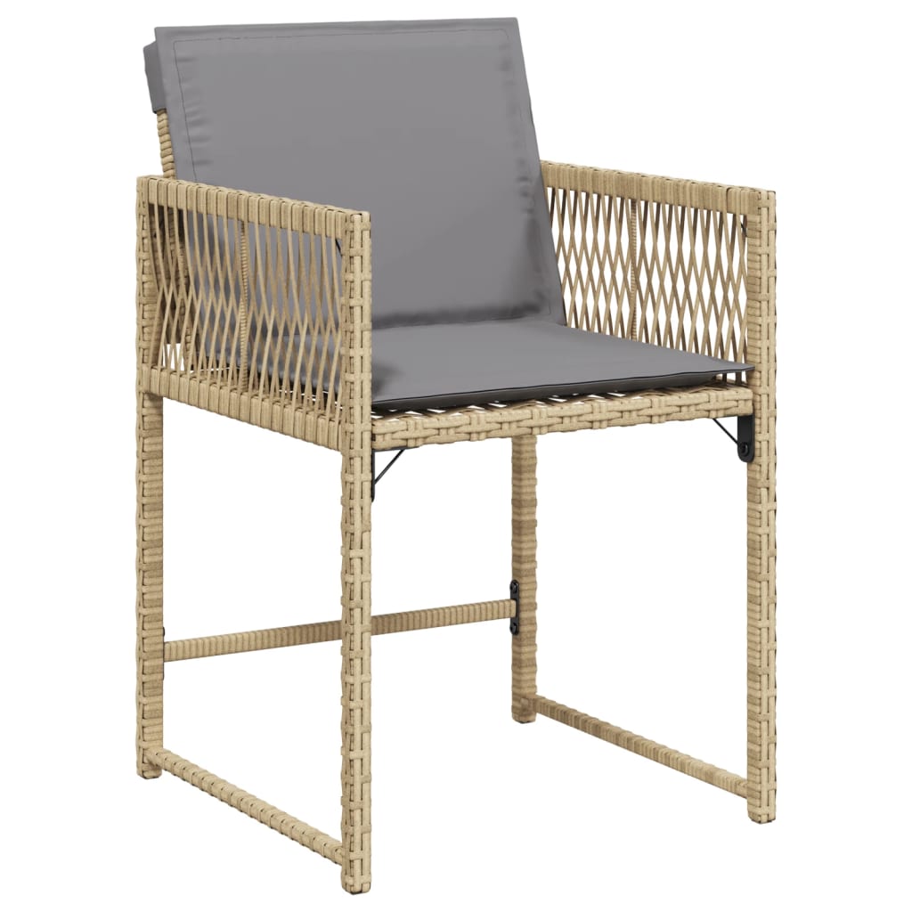 Tuinstoelen 4 st met kussens poly rattan gemengd beige is nu te koop bij PeponiXL, paradijselijk wonen!