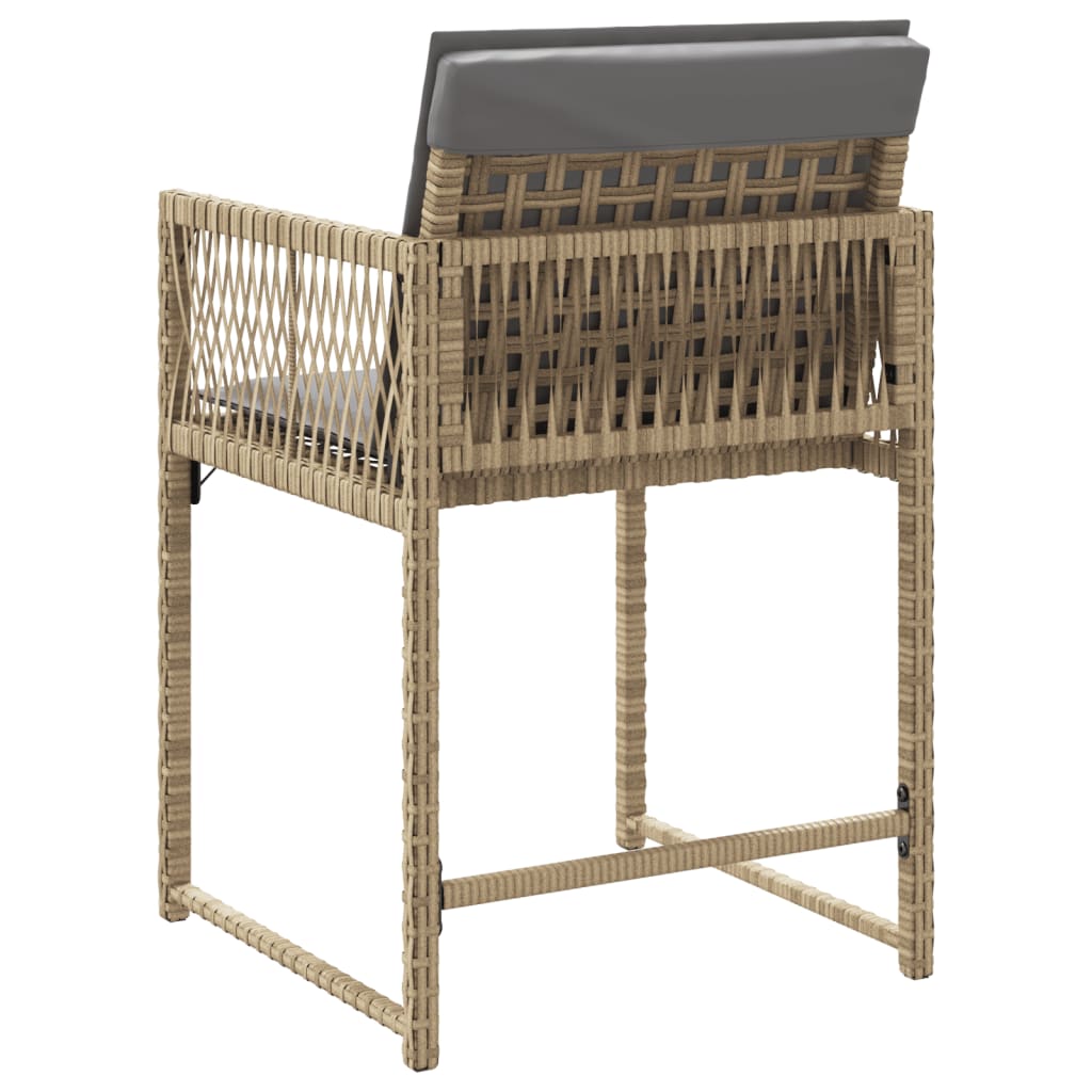 Tuinstoelen 4 st met kussens poly rattan gemengd beige is nu te koop bij PeponiXL, paradijselijk wonen!