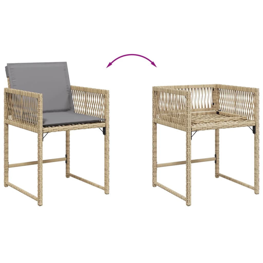Tuinstoelen 4 st met kussens poly rattan gemengd beige is nu te koop bij PeponiXL, paradijselijk wonen!
