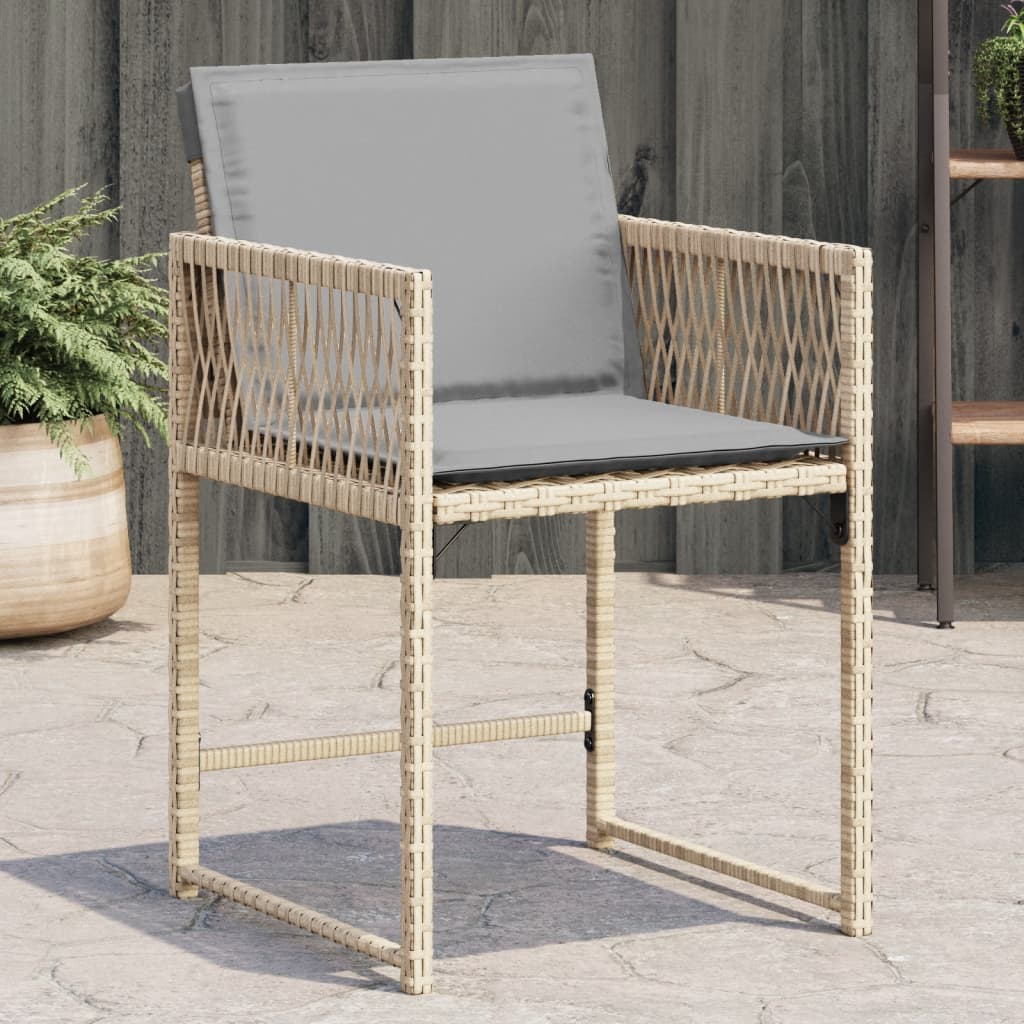 Tuinstoelen 4 st met kussens poly rattan gemengd beige is nu te koop bij PeponiXL, paradijselijk wonen!