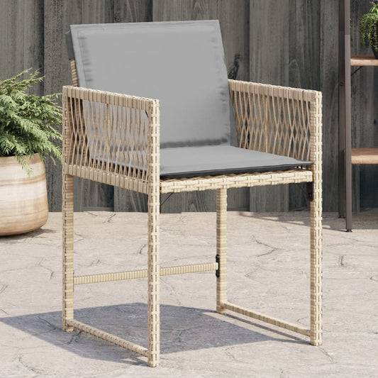 Tuinstoelen 4 st met kussens poly rattan gemengd beige is nu te koop bij PeponiXL, paradijselijk wonen!