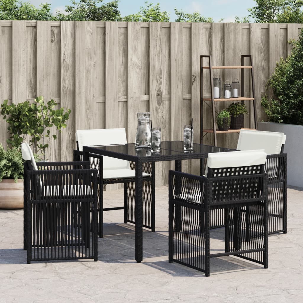 Tuinstoelen 4 st met kussens poly rattan zwart is nu te koop bij PeponiXL, paradijselijk wonen!